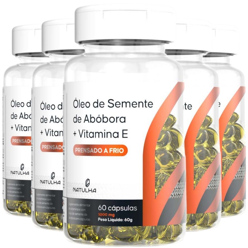 KIT 5x Óleo de Semente de Abóbora 1000mg 60 cápsulas - Natulha