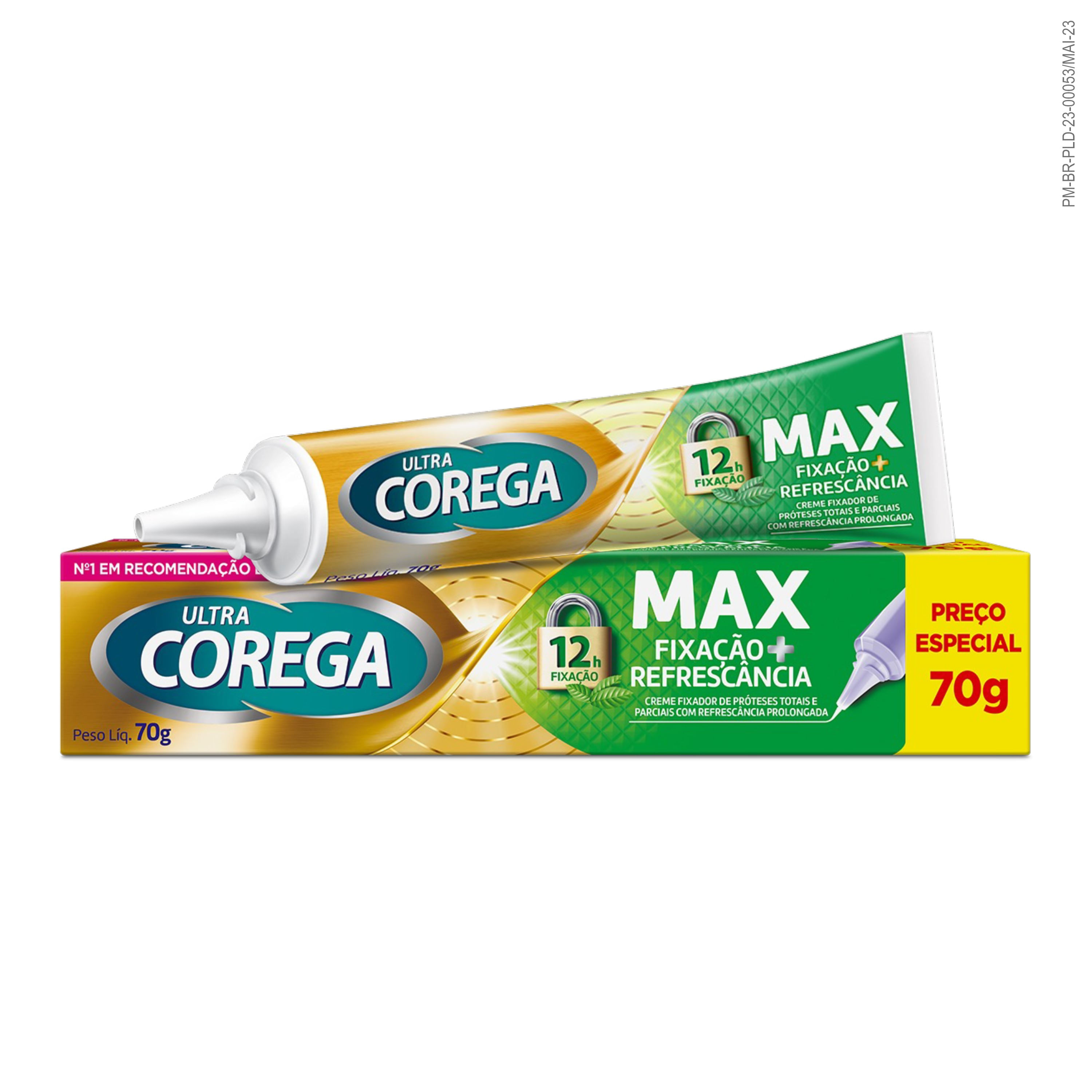 Fixador de Prótese Ultra Corega Max Fixação + Refrescância Sabor Menta Creme 70g