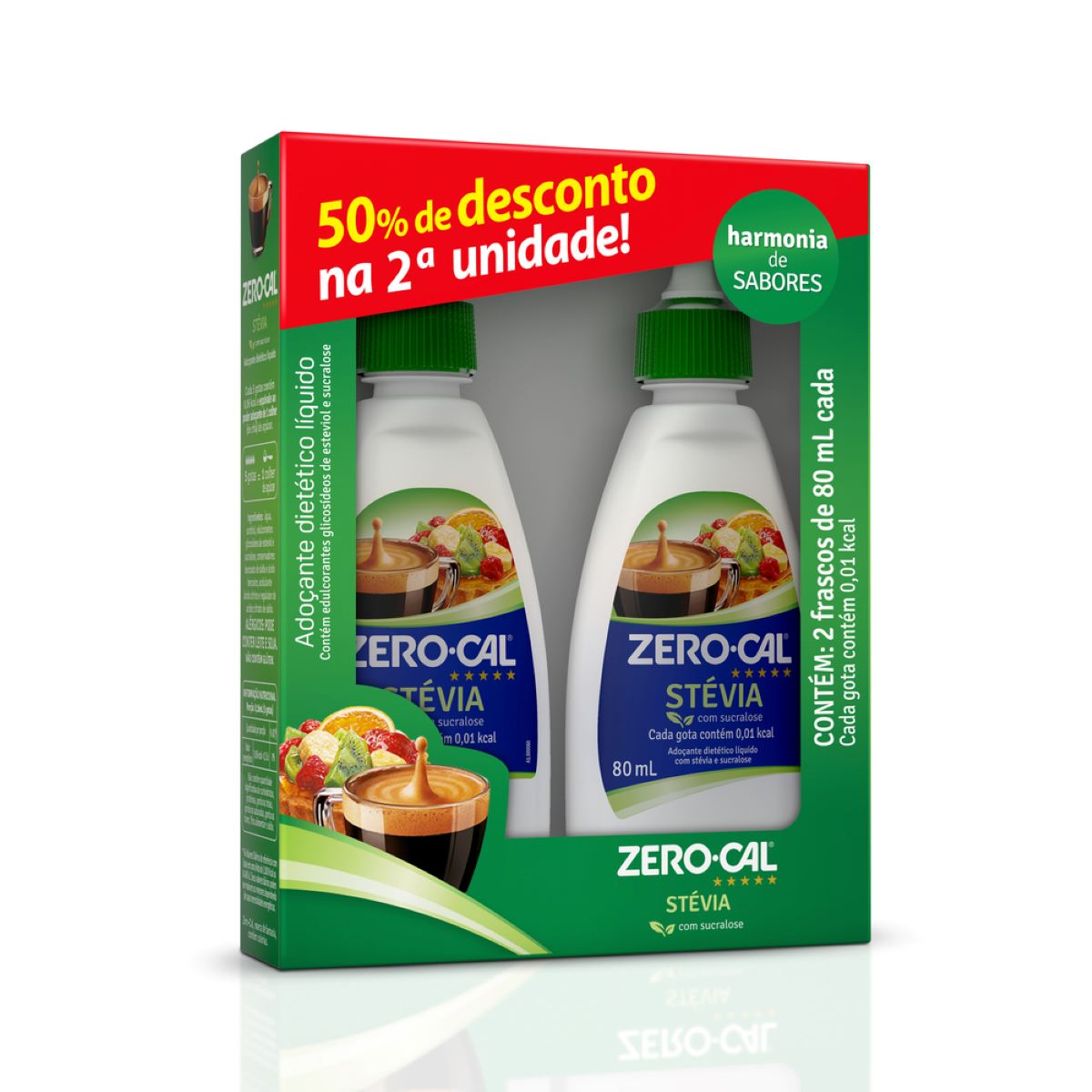 Kit Adoçante Líquido Zero-Cal Stevia 2 unidades de 80ml cada