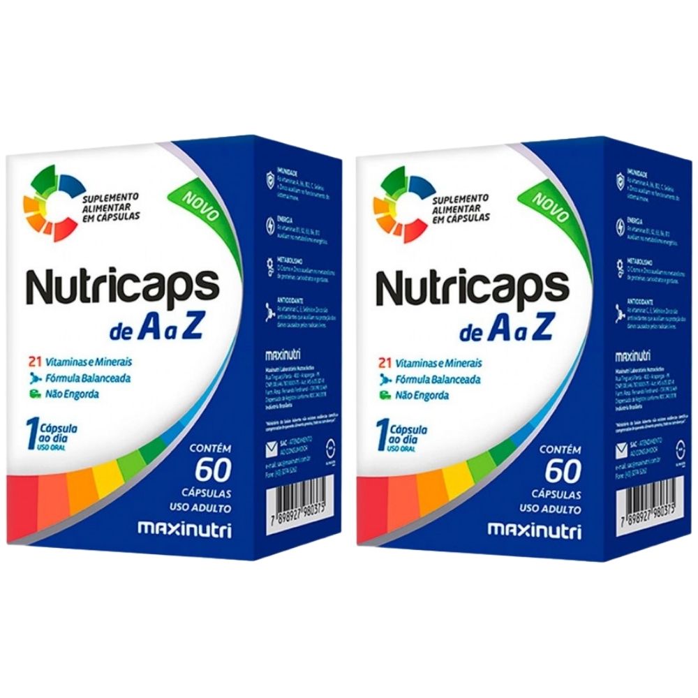 KIT 2X Nutricaps A-Z - Polivitamínico 60 cápsulas - Maxinutri