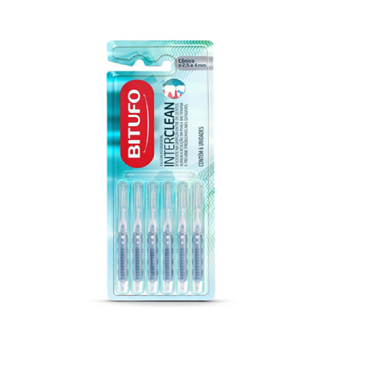 Escova Interdental Bitufo Interclean Cônica 2,5mm a 4mm 6 Unidades