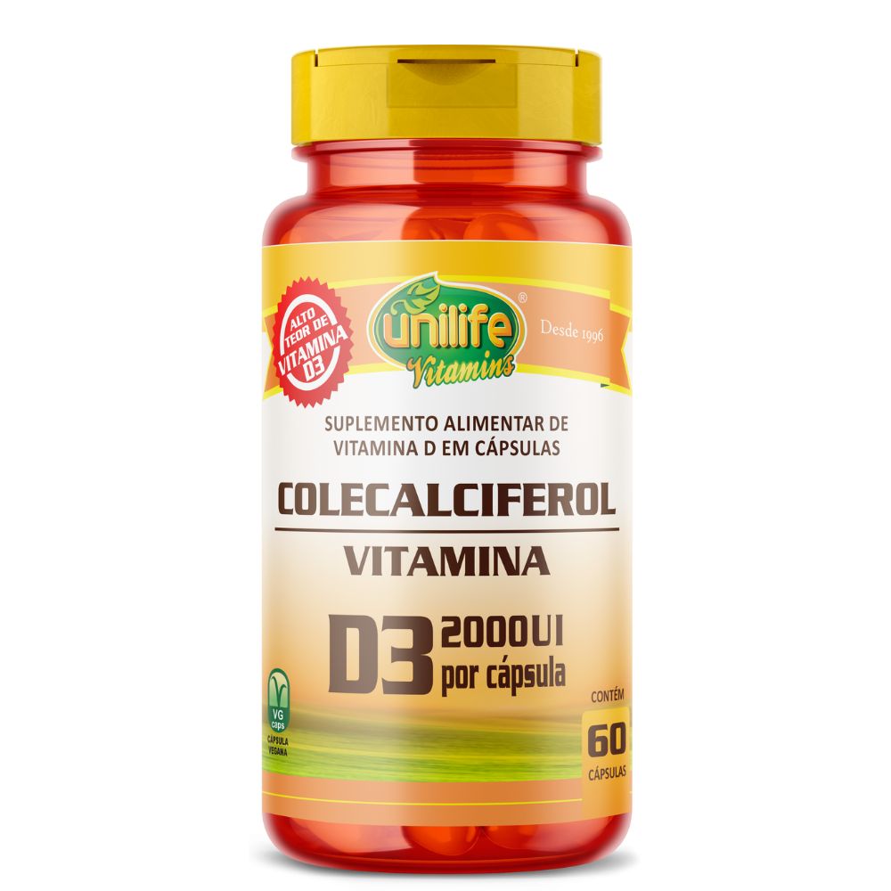 Vitamina D3 (Colecalciferol) 60 cápsulas 2000 UI Unilife