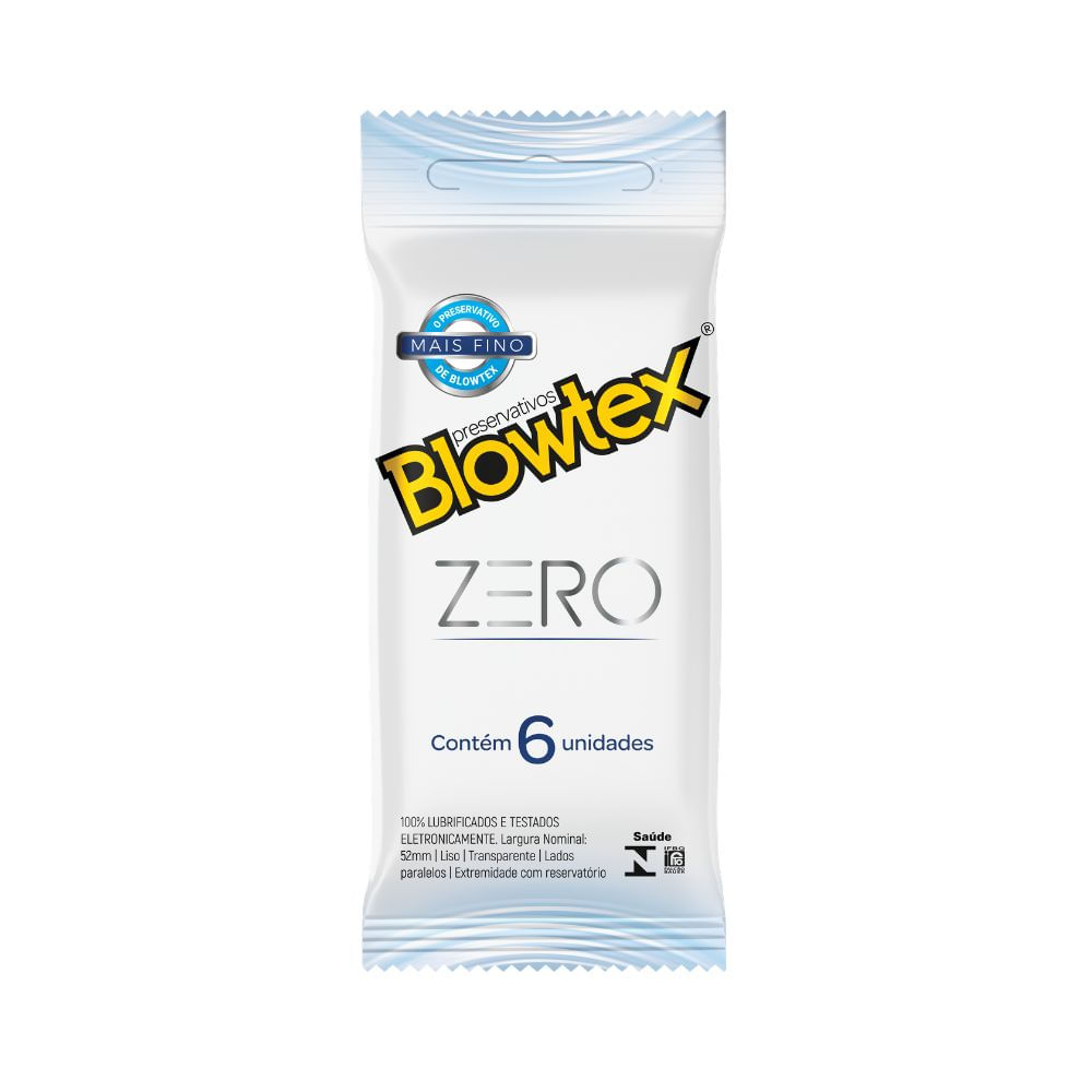 Preservativo Blowtex Zero Lubrificado Mais Fino 6 Unidades