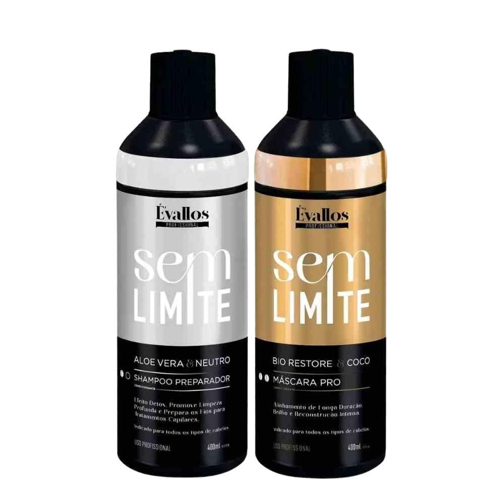 Évallos Profissional - Kit Shampoo Antirresíduo Detox + Máscara Progressiva 2x400ml