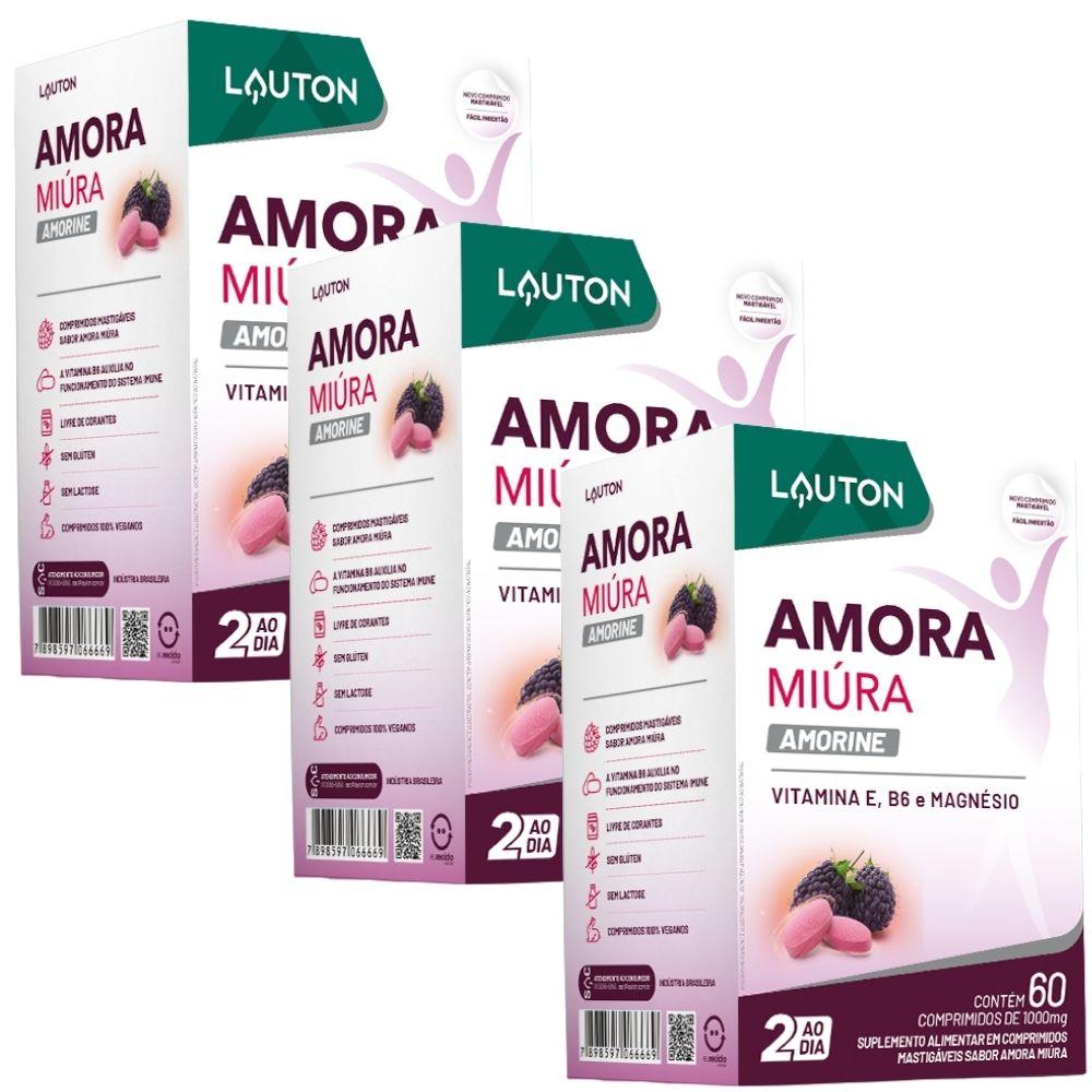 KIT 3X Amorine ( Amora Miura com Vitaminas) 60 comprimidos - Lauton