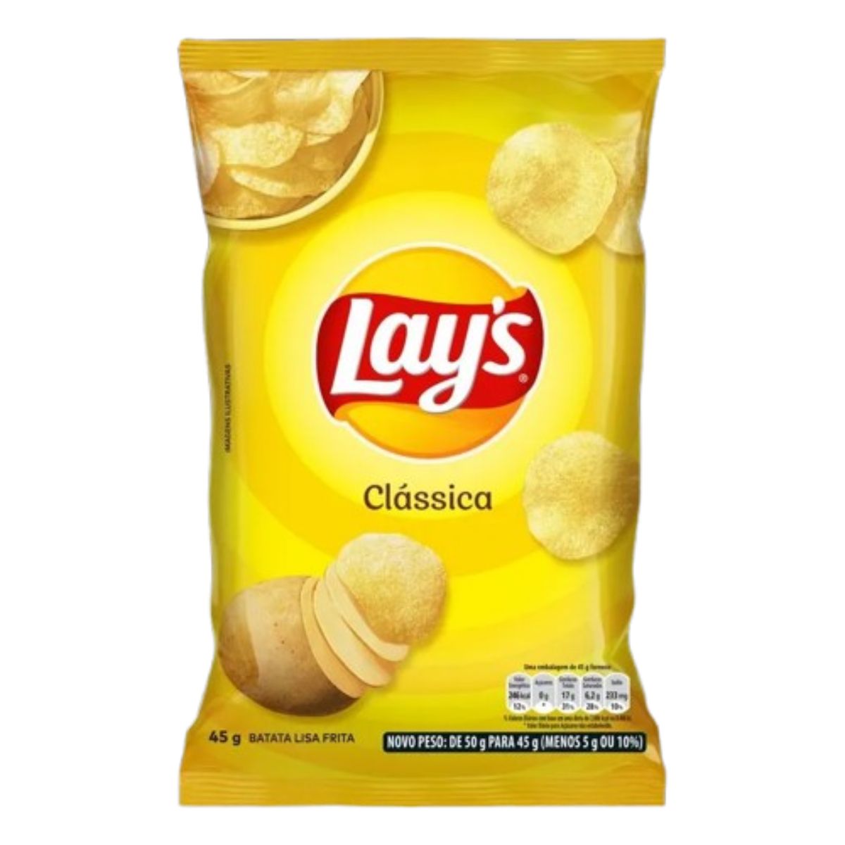 Batata frita lisa Clássica lays Pacote 45g
