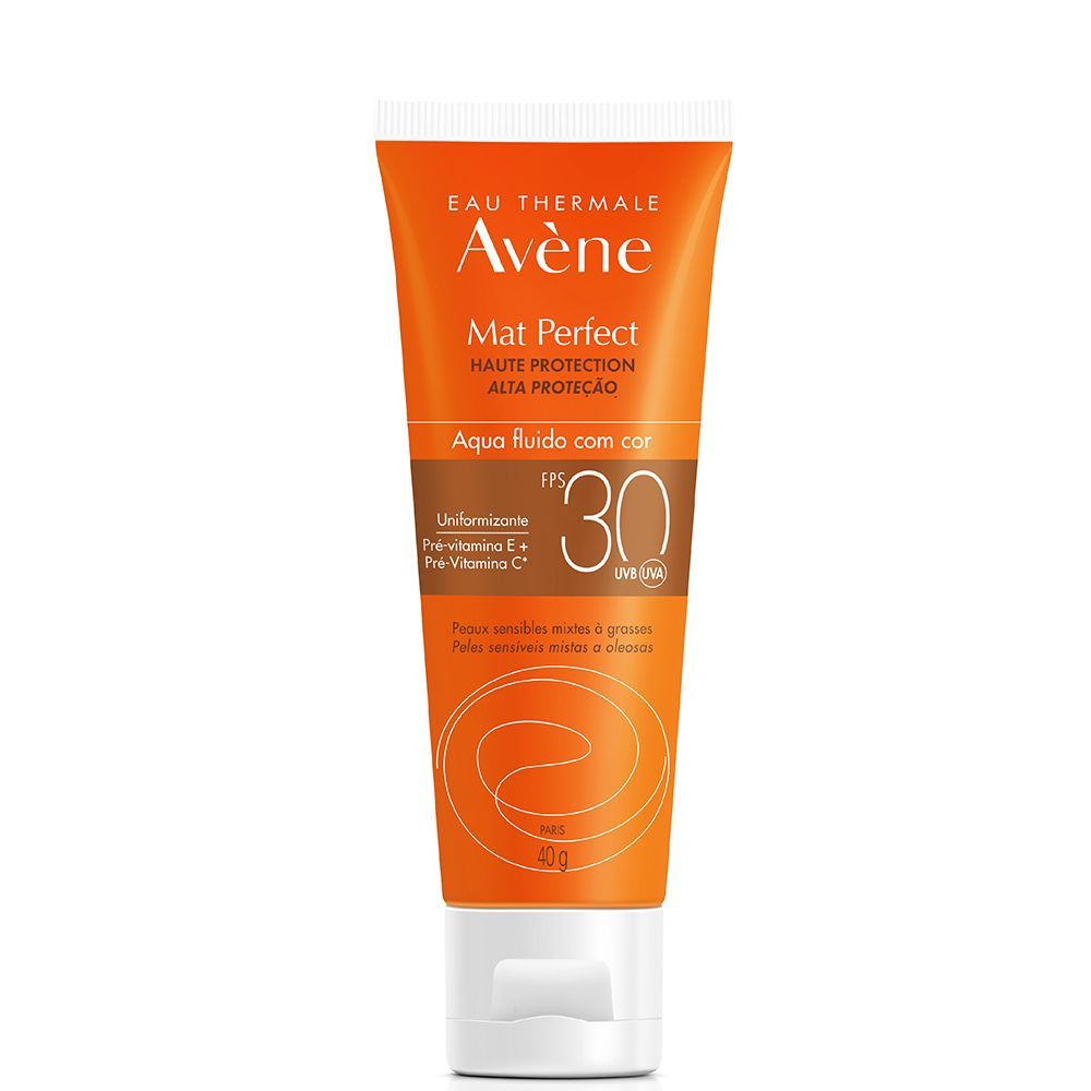 Protetor Solar Facial Avène Mat Perfect Aqua Fluído FPS30 Com Cor 40g