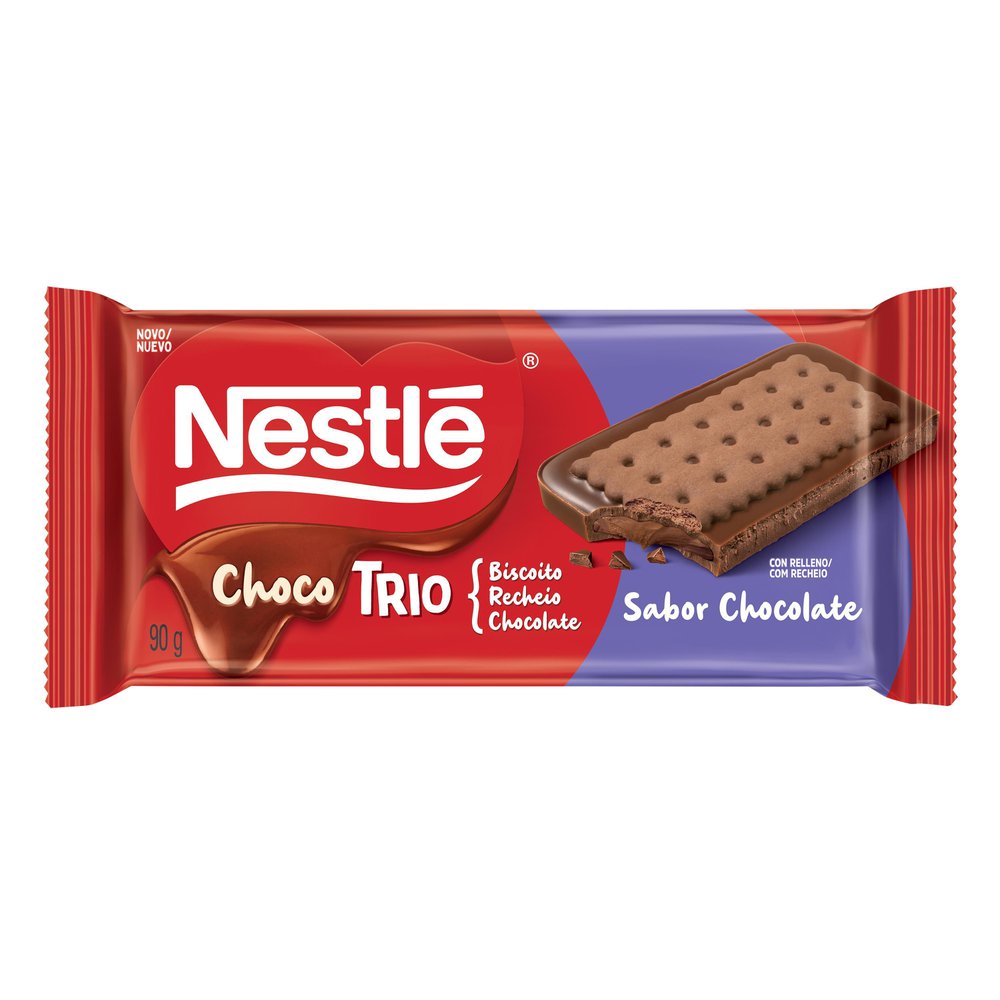 Chocolate ChocoTrio Nestlé Ao Leite Sabor Chocolate 90g