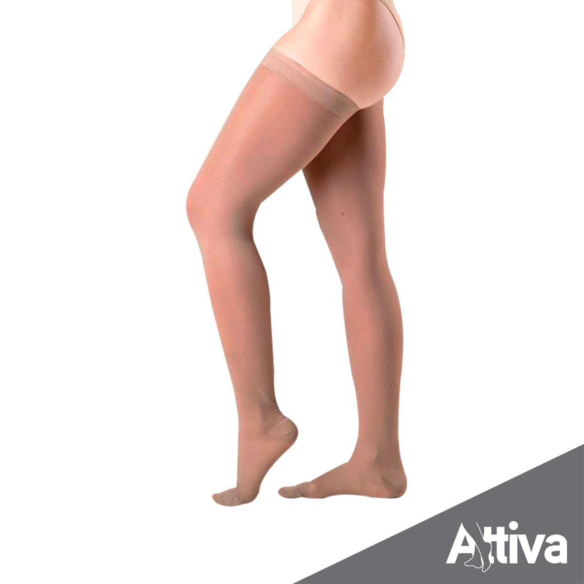 Meia Coxa 7/8 Attiva Alta Compressao 20-30 Fem Fechada Natural Escuro Tamanho M Cor NATURAL ESCURO