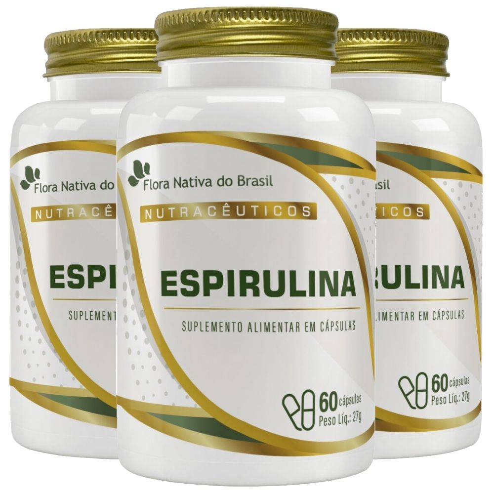 Kit 3x Espirulina 450mg - 60 Cápsulas - Flora Nativa