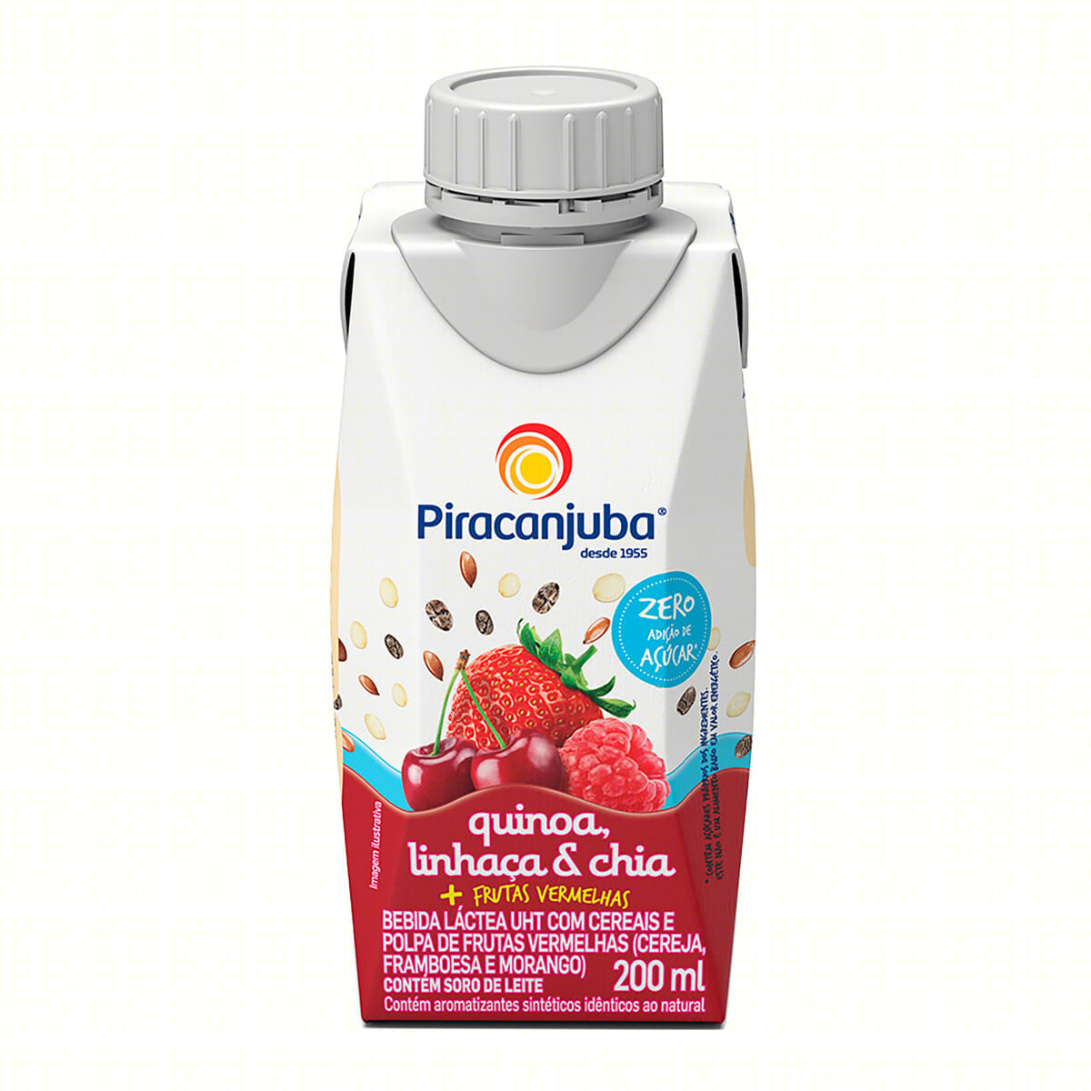 Bebida Láctea Piracanjuba Zero Açúcar Quinoa, Linhaça e Chia Sabor Frutas Vermelhas 200ml