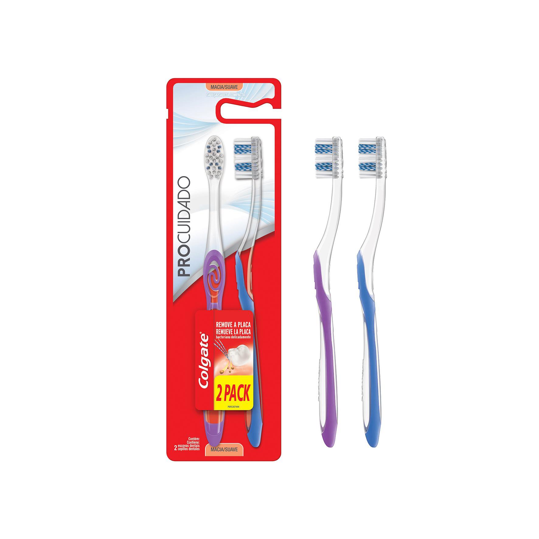 Escova Dental Colgate Pro Cuidado Cerdas Macia Cores Sortidas 2 Unidades