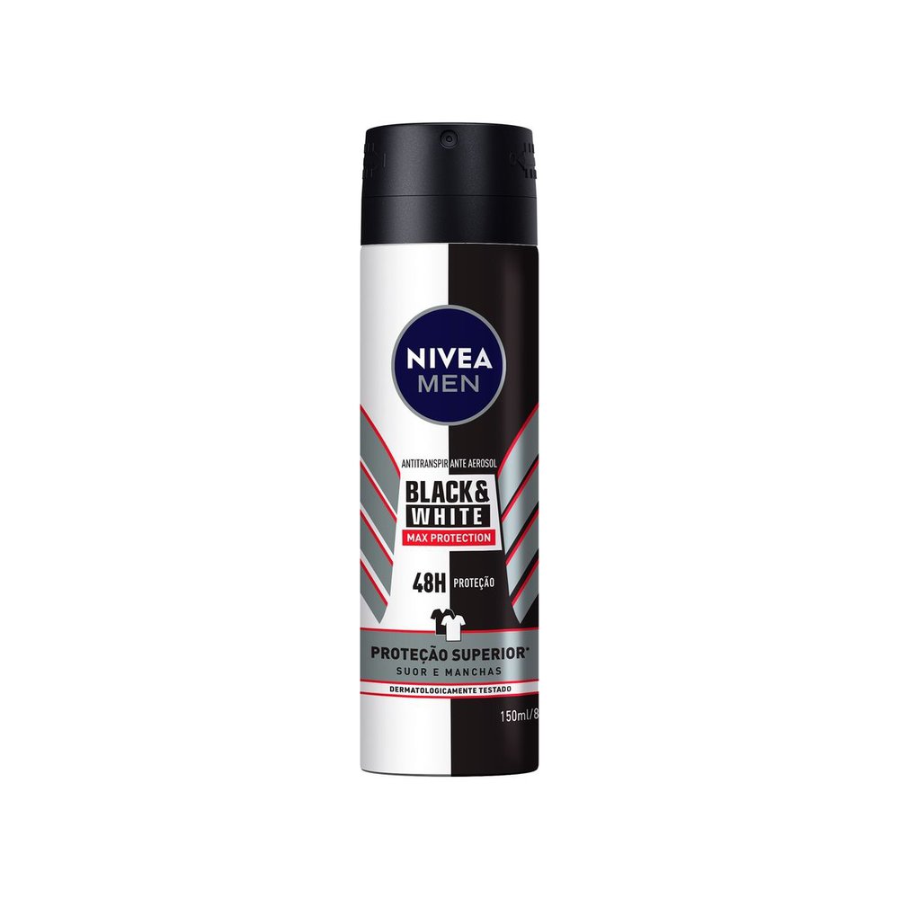 NIVEA MEN Desodorante Antitranspirante Aerossol Black & White Máxima Proteção 150ml