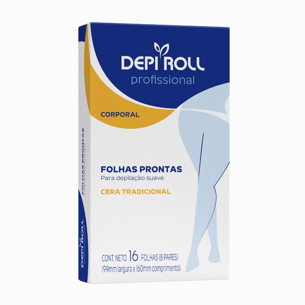 Folhas Depilatórias Depiroll Profissional Corporal Tradicional 16 Unidades