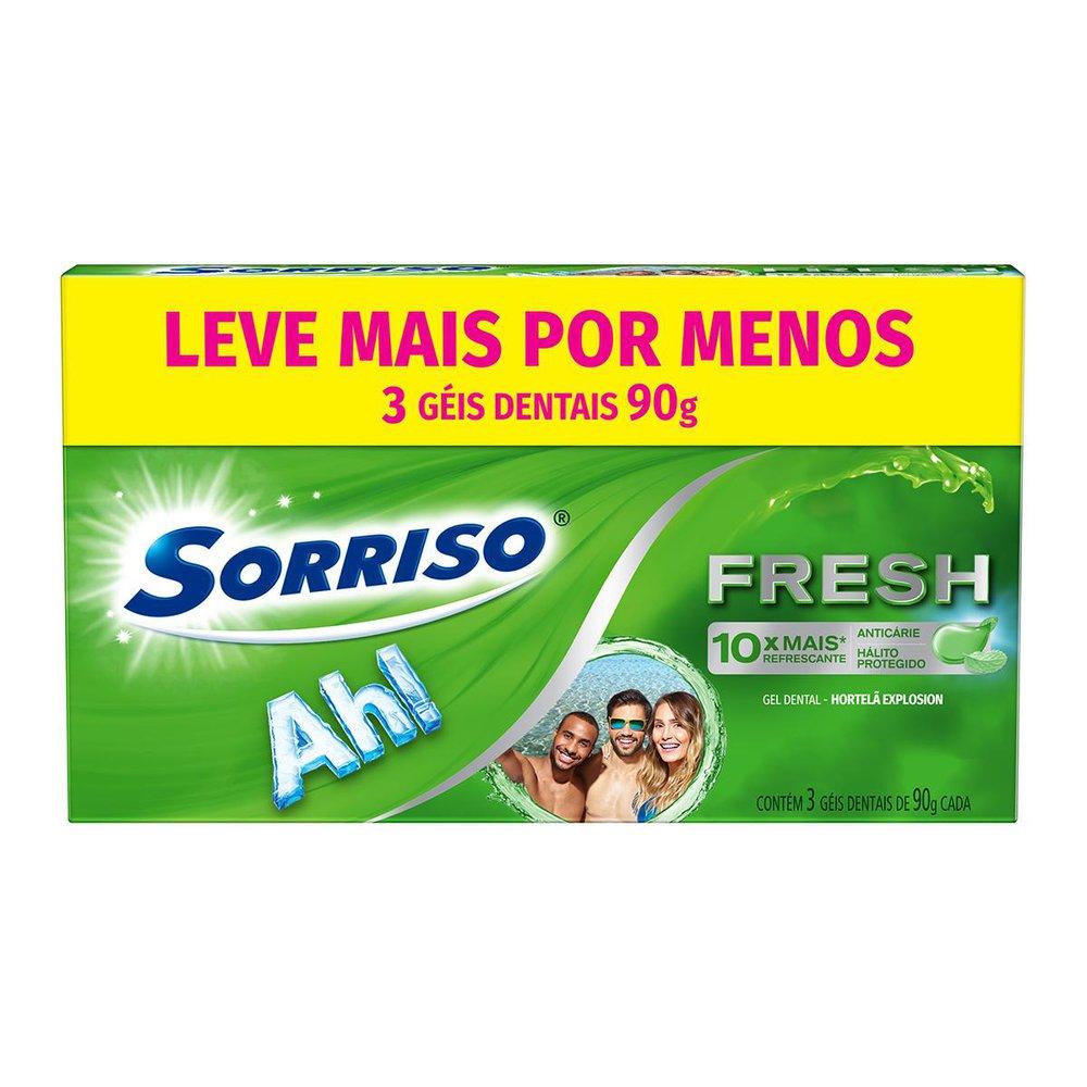 Creme Dental Sorriso Fresh Hortelã Explosion 3un de 90g