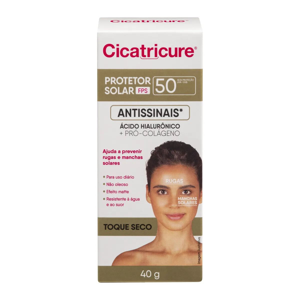 Protetor Solar Facial Cicatricure Antissinais FPS50 Efeito Matte 40g