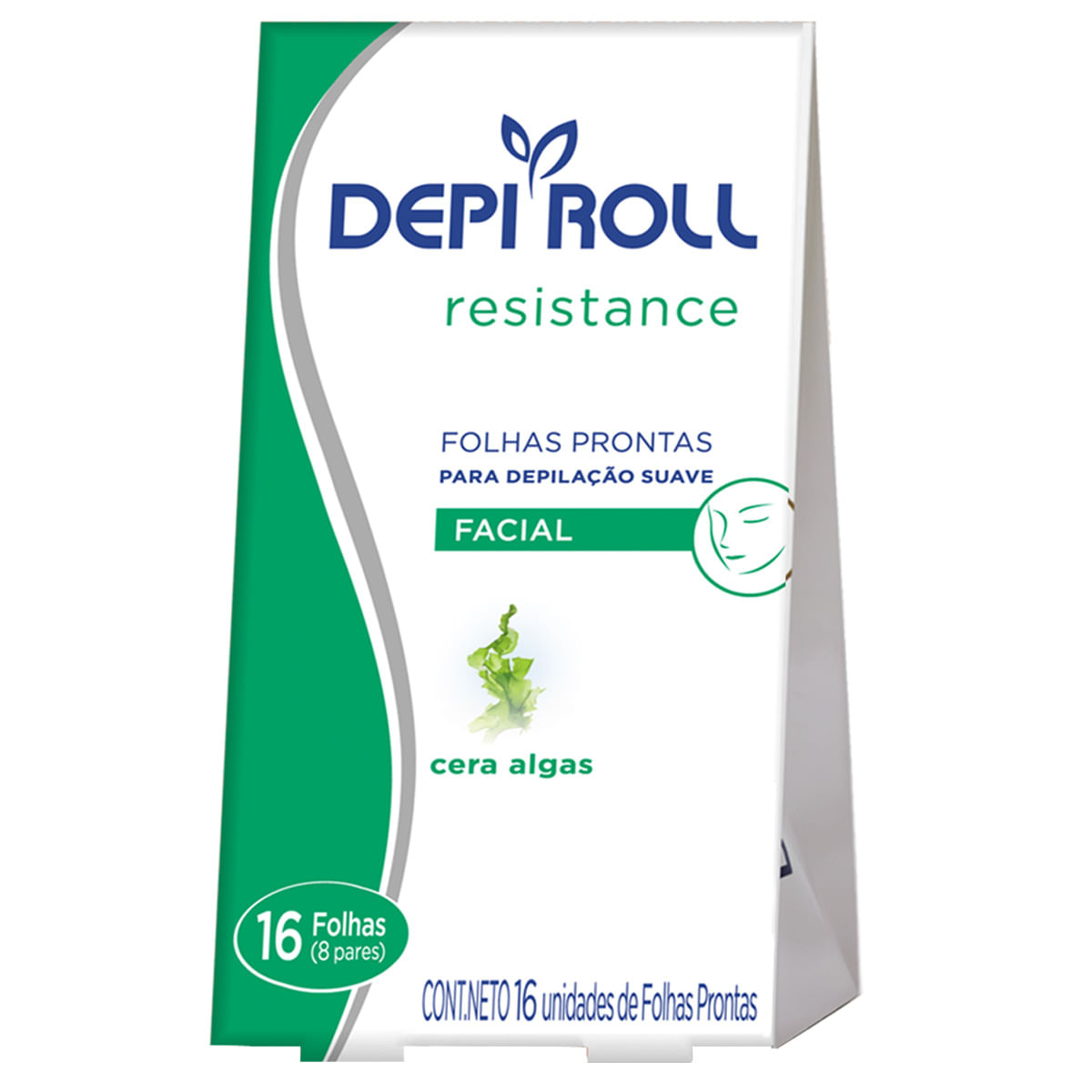 Folhas Depilatórias Depiroll Resistance Facial Algas 16 Unidades