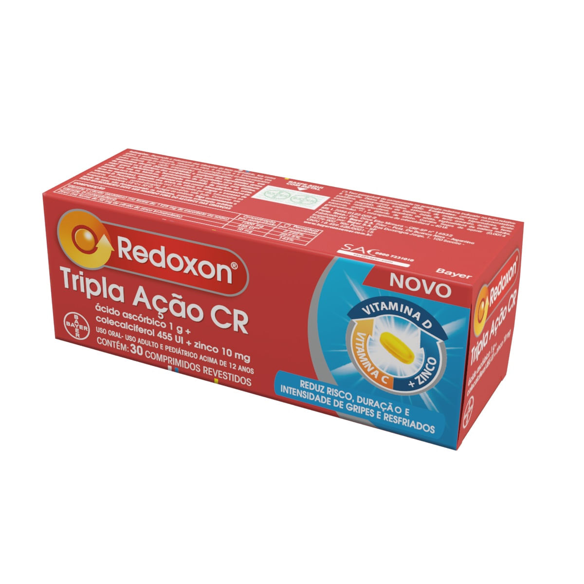 Redoxon Tripla Ação CR 1g + 455UI + 10mg 30 Comprimidos Revestidos