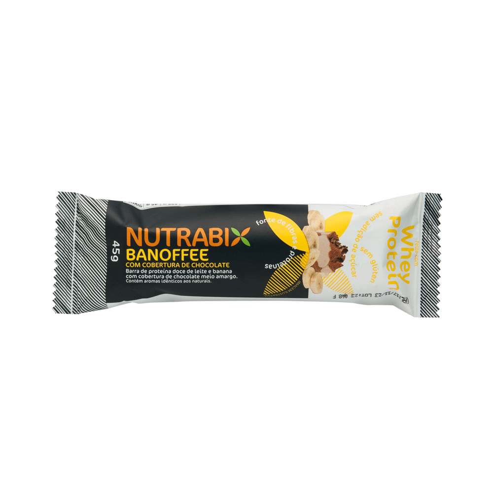 Barra Nutrabix wheybar banoffee Com Cobertura De chocolate meio Amargo 45g