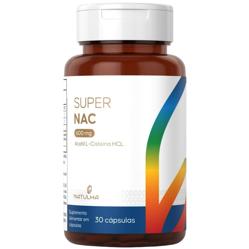 Super NAC Acetilcisteína HCL 600mg - 30 Cápsulas - Natulha