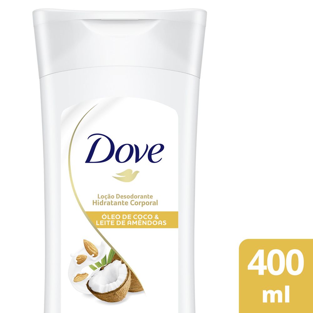 Loção Corporal Dove Hidratante Óleo de Coco e Leite de Amêndoas 72h 400ml