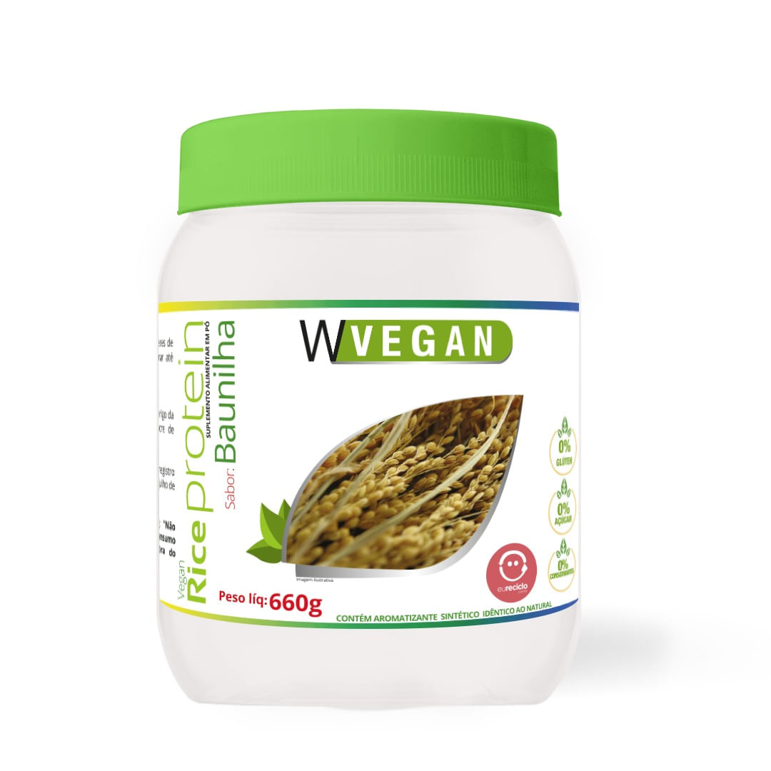 Rice Protein 660g Sabor Baunilha Wvegan Vegano Proteina de Arroz