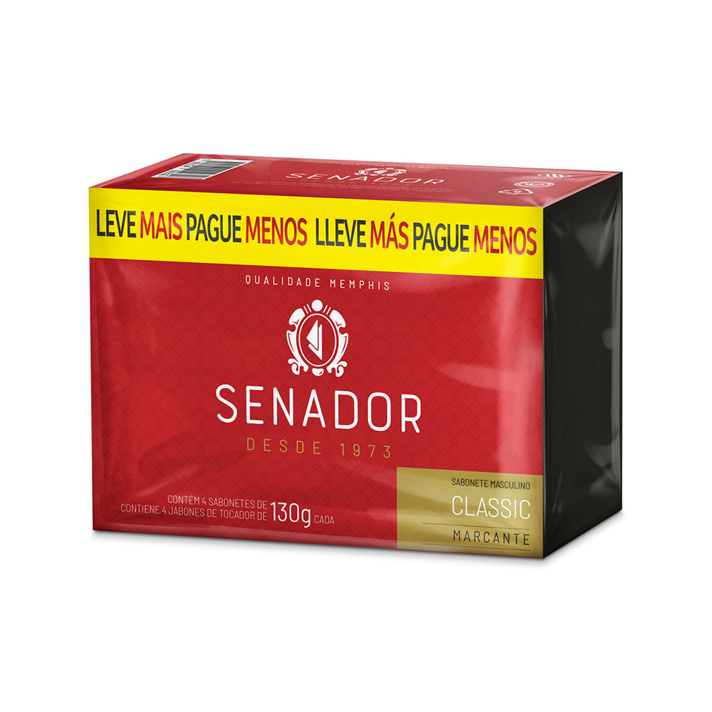 Kit Sabonete em Barra Senador Classic Marcante 130g 4 Unidades