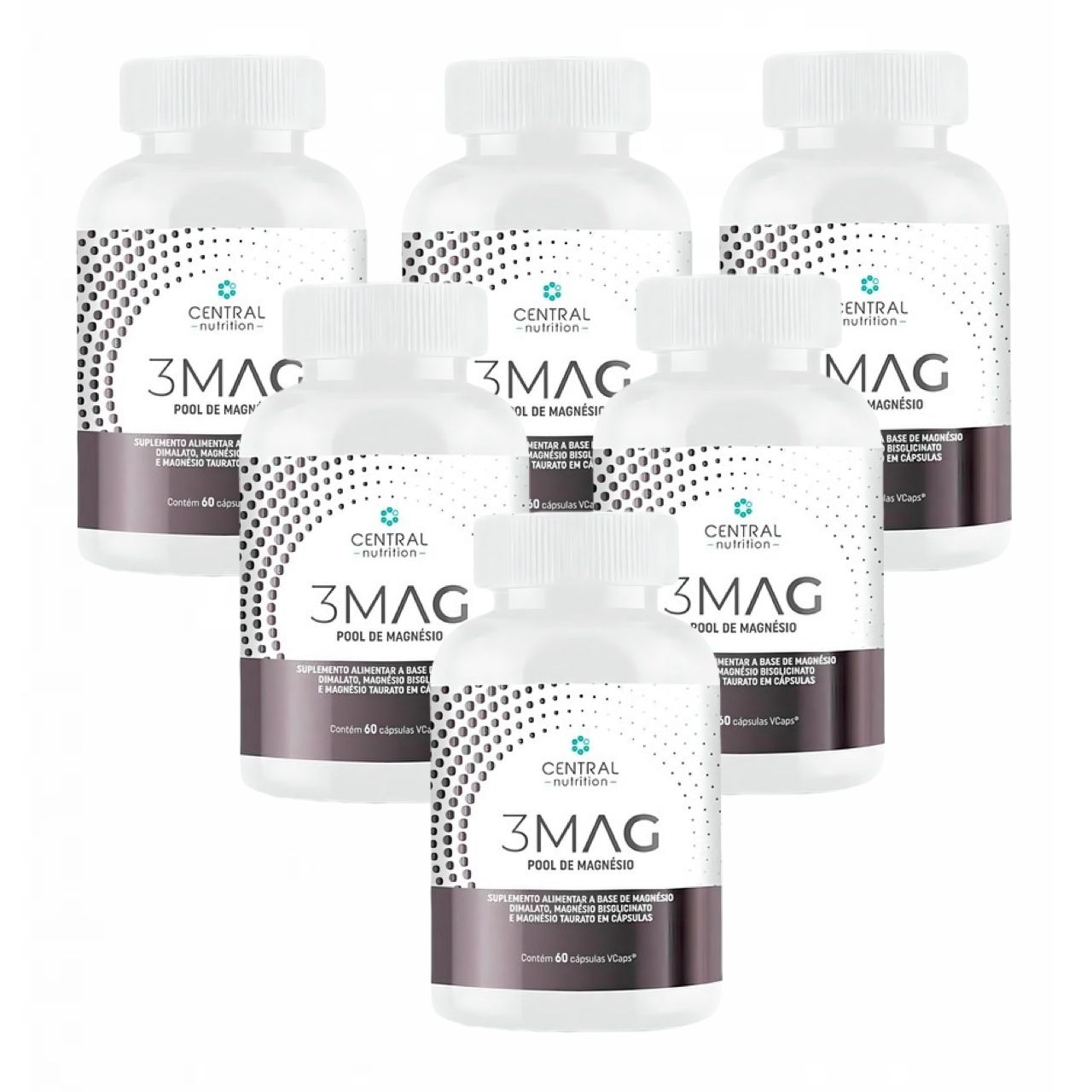 6x 3 Mag - Magnésio Quelato, Taurato e Dimalato - Central Nutrition