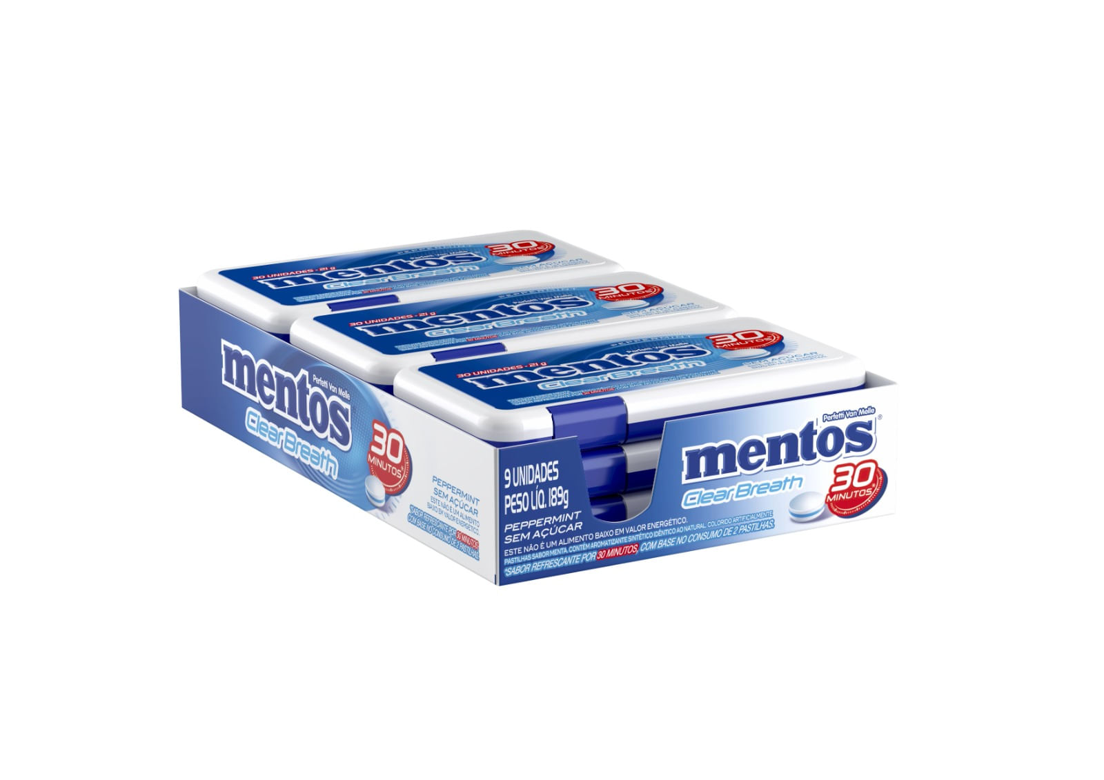 Pastilha Mentos Clear Breath Zero Açúcar Sabor Peppermint 21g 1 Unidade