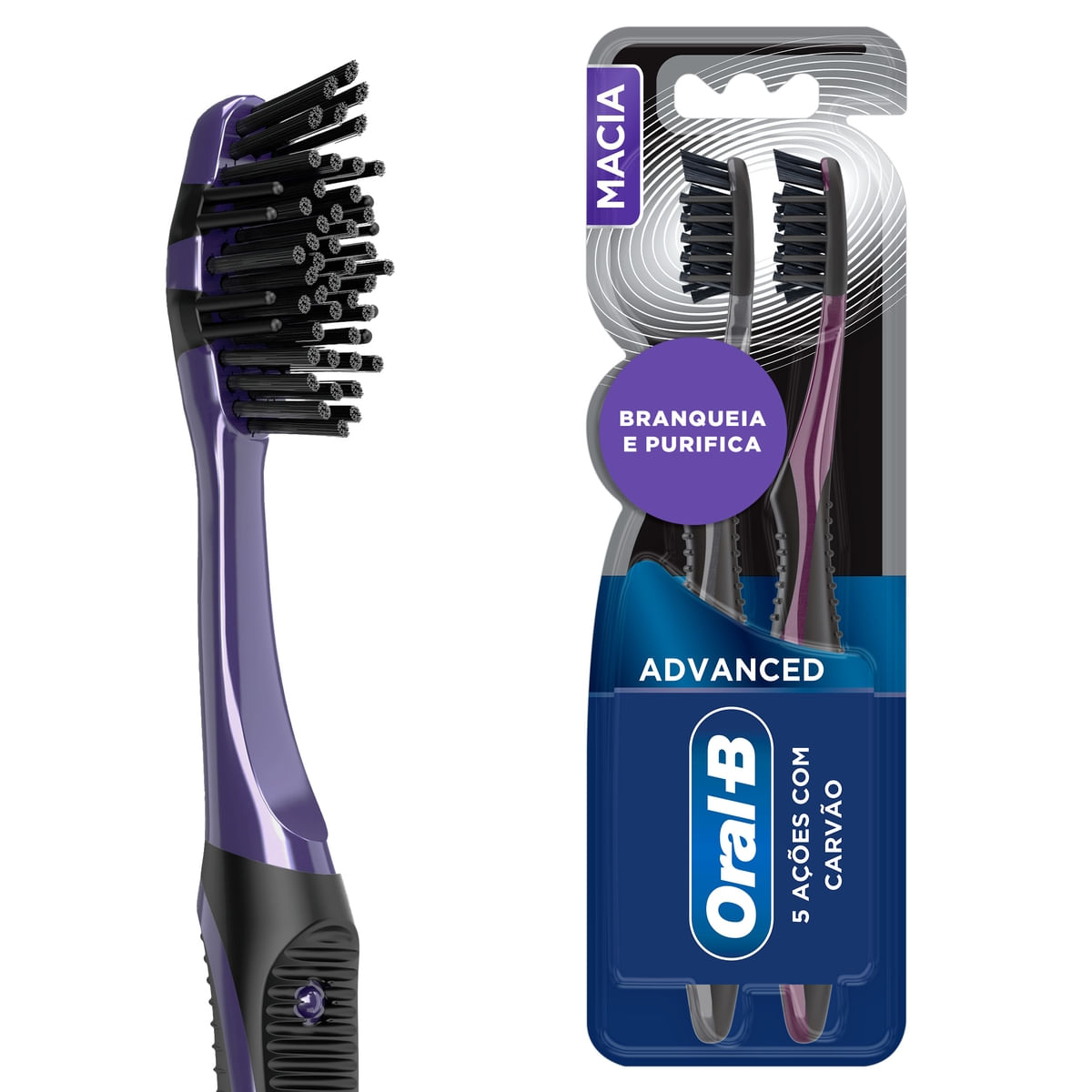 Escova Dental Oral-B Advanced 5 Ações com Carvão Cerdas Macia 2 Unidades