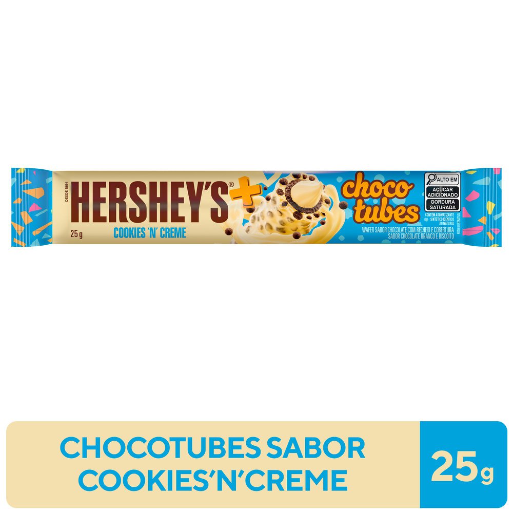 Chocolate Hershey's Chocotubes Sabor Cookies 'n' Creme 25g