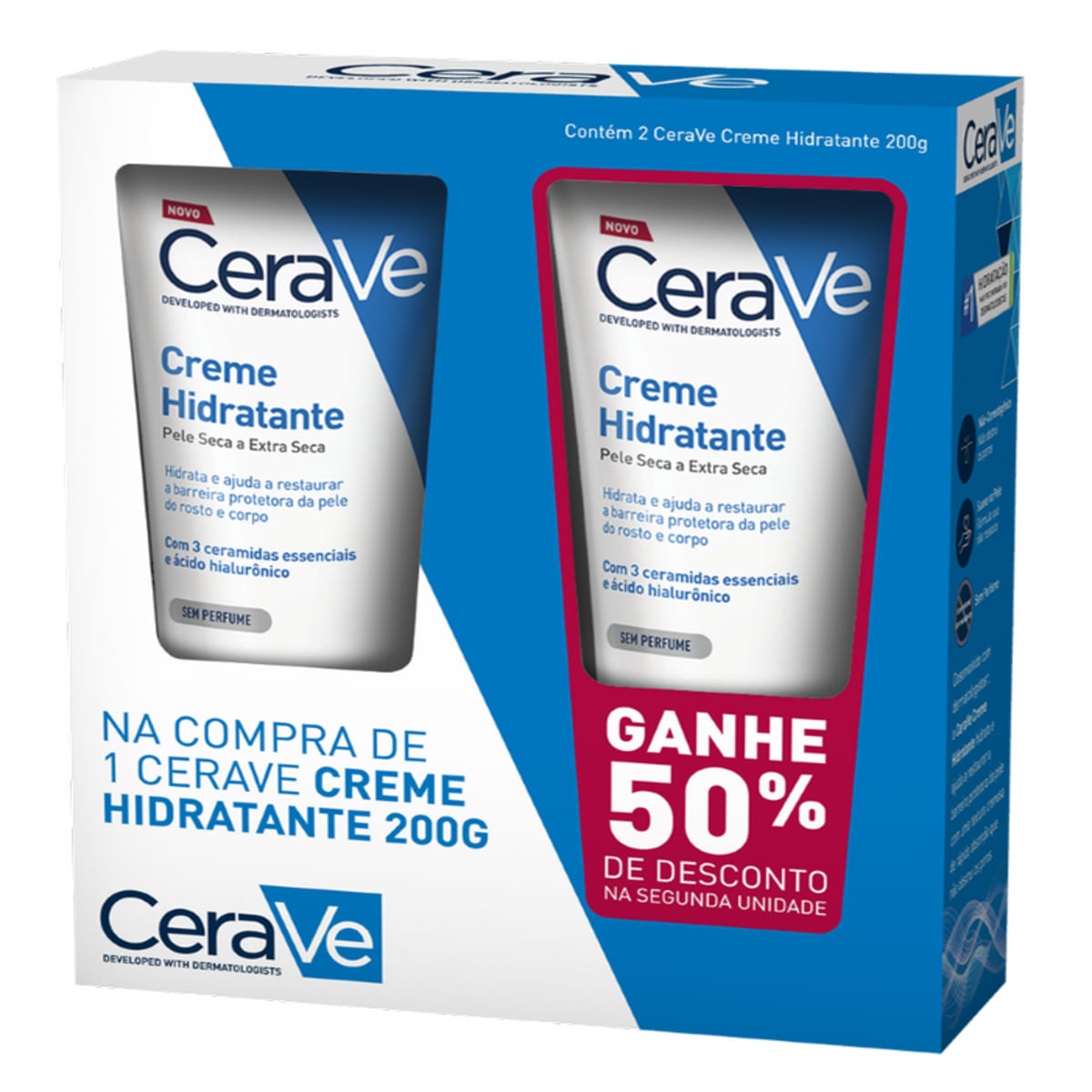 Kit 2 Cerave Hidratação Creme 200g Com 50% De Desconto Na 2ª Unidade