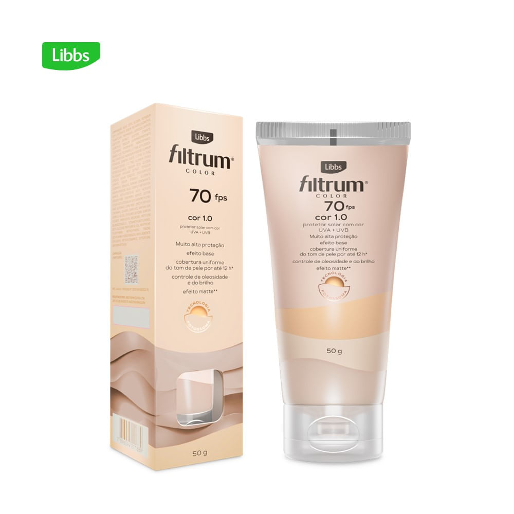 Protetor Solar Facial Filtrum Color FPS70 Cor 1.0 50g
