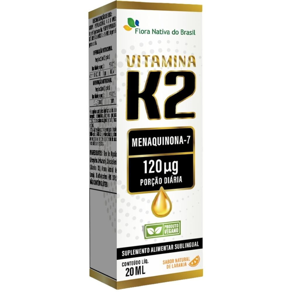Vitamina K2 em gotas (Menaquinona-7) 120mcg 20ml - Flora Nativa