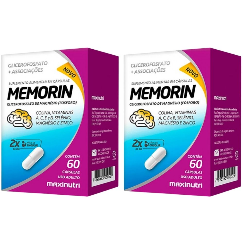 KIT 2X Memorin - Fósforo + Vitaminas - 60 cápsulas - Maxinutri