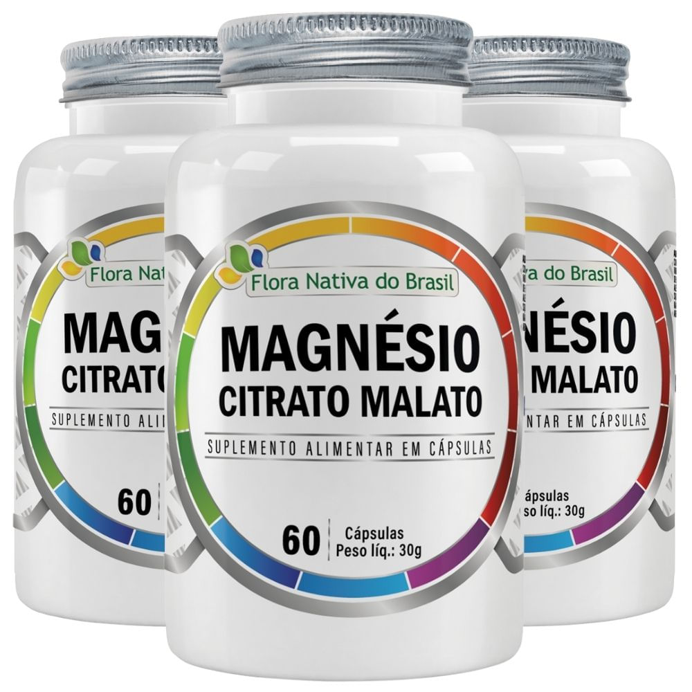 KIT 3x Magnésio Citrato Malato 60 Cápsulas – Flora Nativa