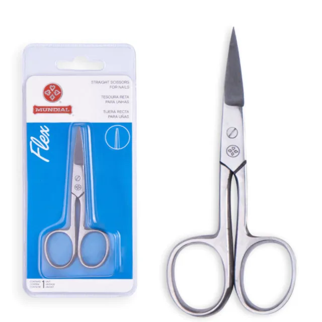 Tesoura Mundial Flex Reta Para Unhas Aço Inox BC 322