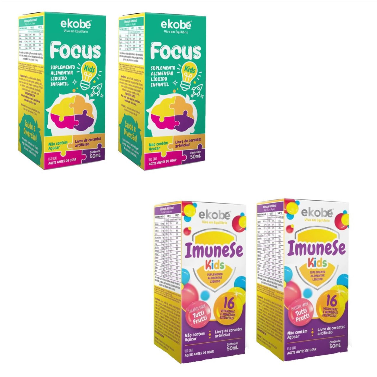 2x Focus Kids + 2x Imunese Kids - 16 Vitaminas
