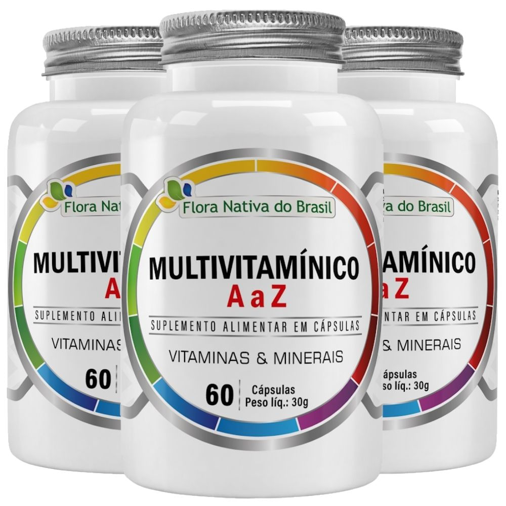 KIT 3X Multivitamínico A a Z 500mg 60 Cápsulas - Flora Nativa