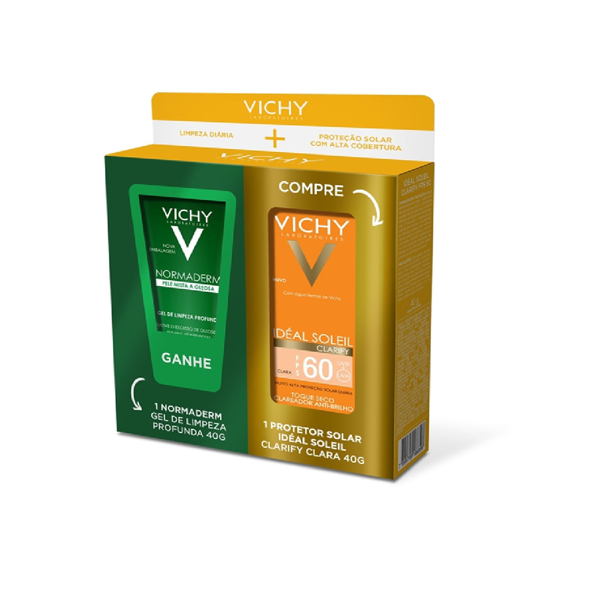 Vichy Ideal Soleil Clarify Fps60 Cor Clara 40g Grátis Normaderm Vichy 40g