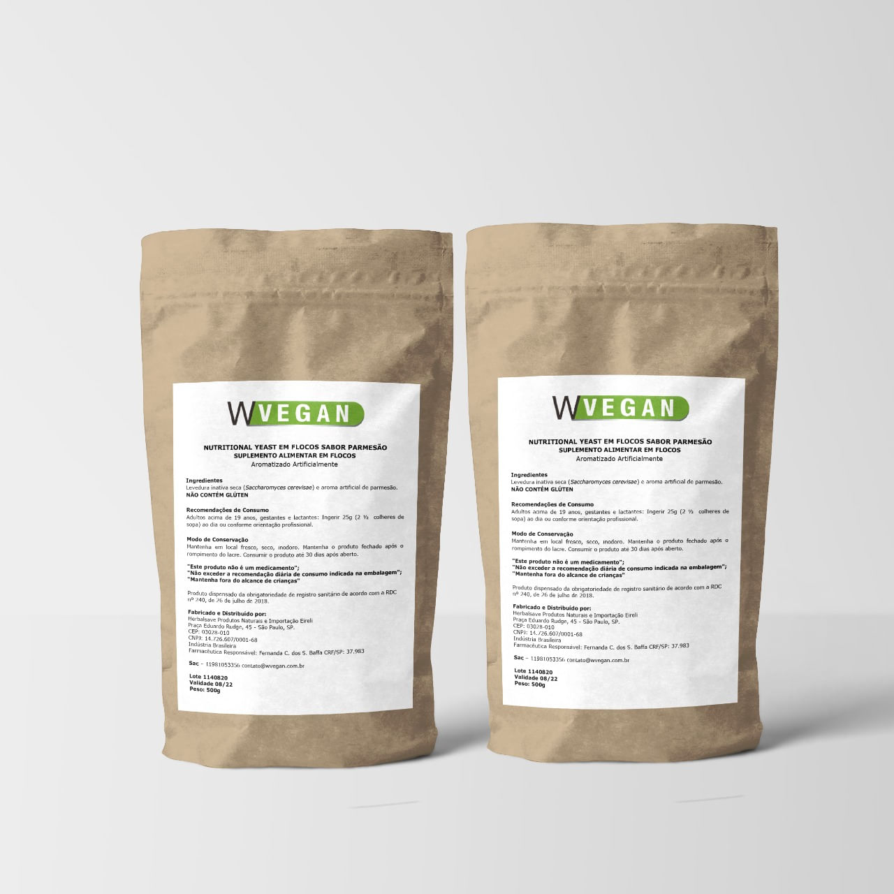 Nutritional Yeast 1kg Sabor Parmesão Embalagem Refil WVegan Vegano