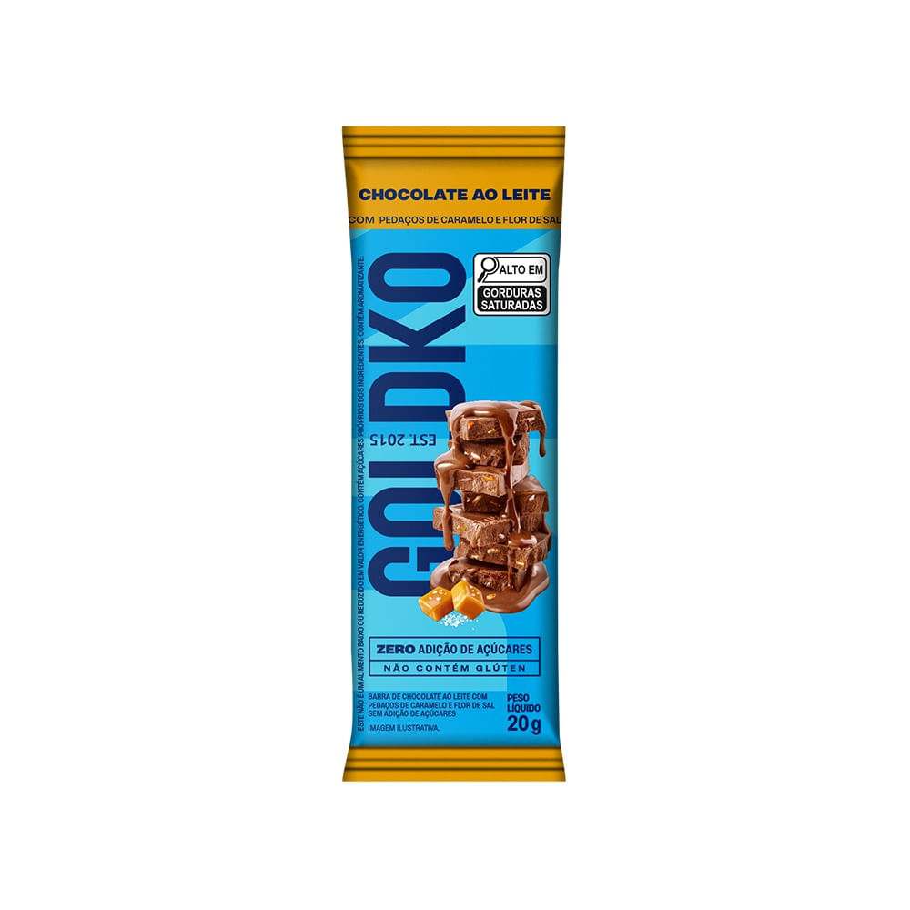 Barra De Chocolate Goldko Caramelo Com Flor De Sal 20g