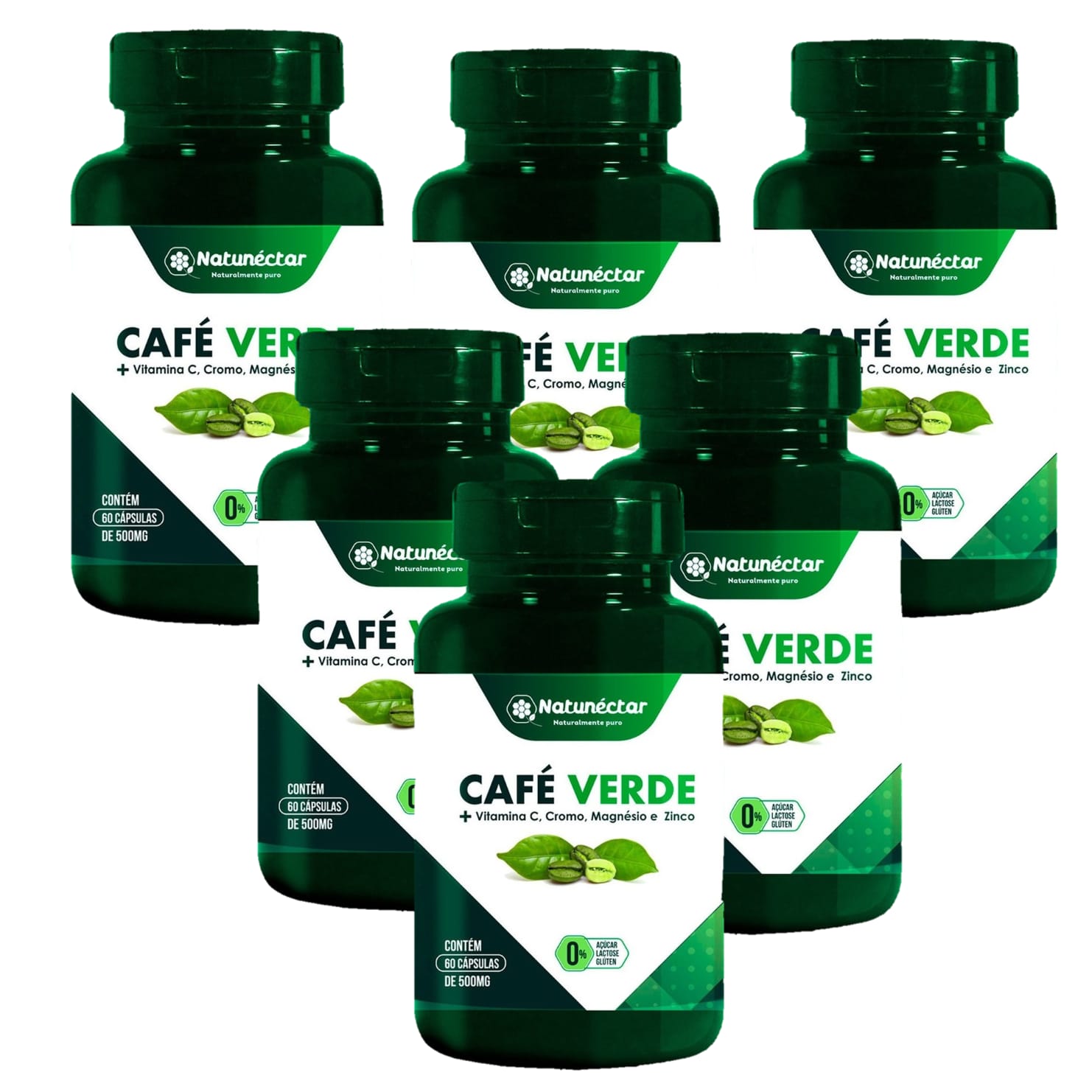 6x Extrato de Café Verde - 500mg - 60 Cápsulas
