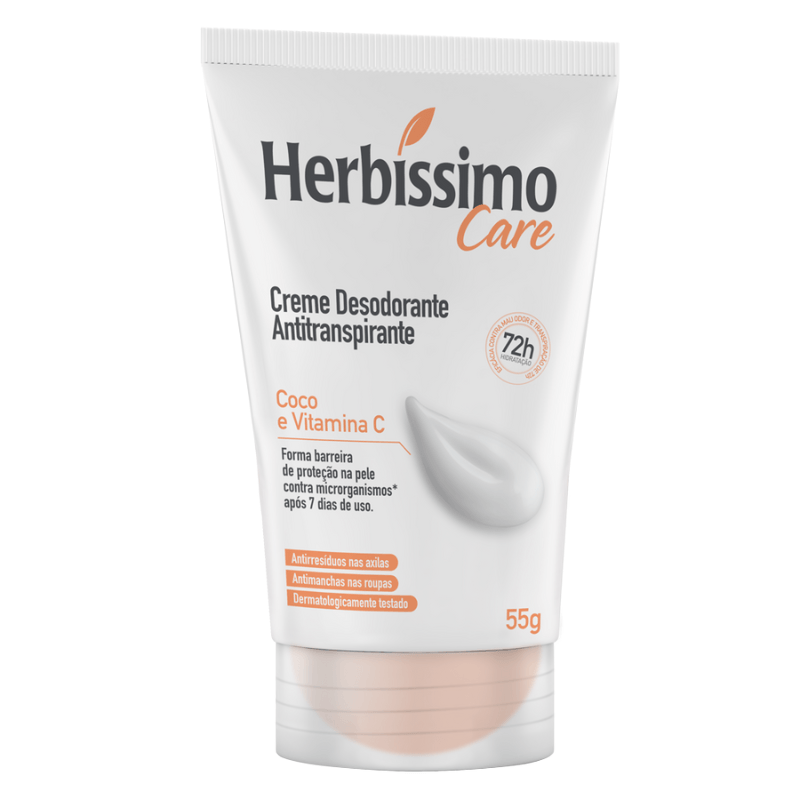 Creme Desodorante Antitranspirante Herbíssimo Care Coco e Vitamina C Bisnaga 55g