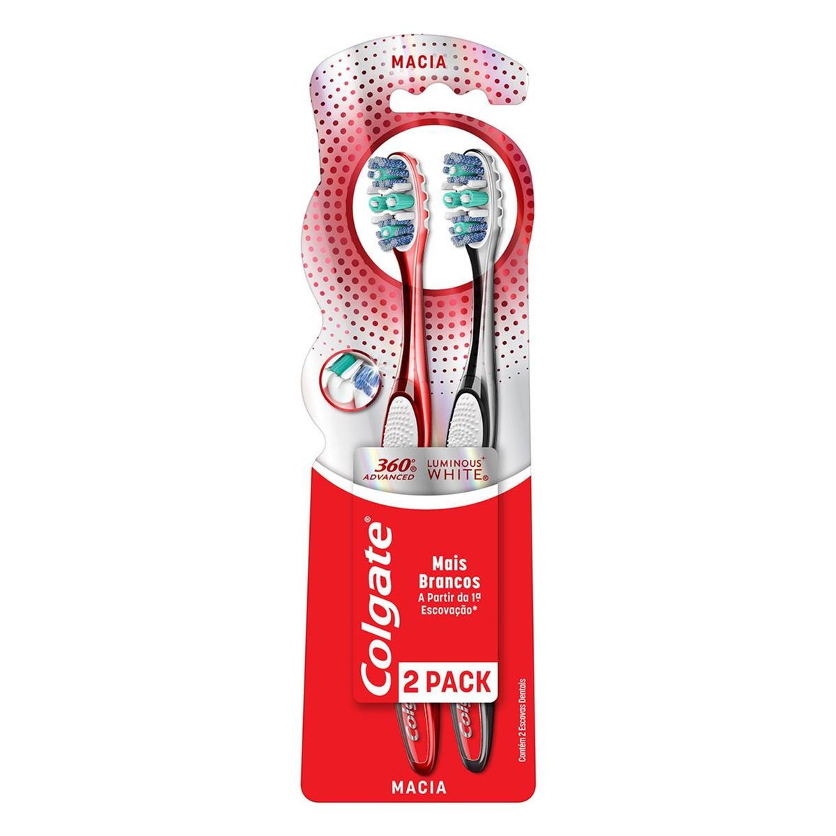 Escova de Dente para Branqueamento Dental Colgate 360º Luminous White Advanced 2 unid