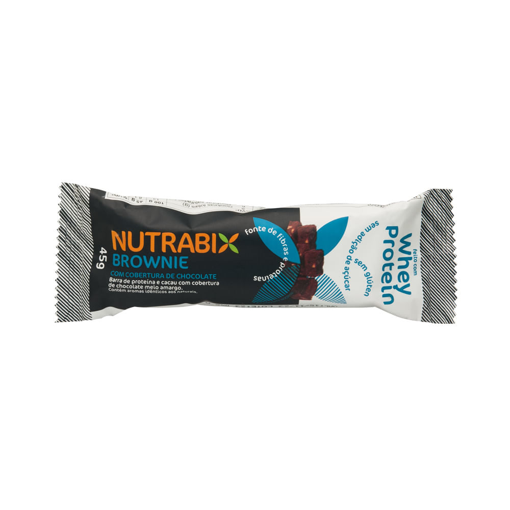 Barra De Proteina Nutrabix Whey Cashew Brownie Com Cobertura De Chocolate Meio Amargo 45g