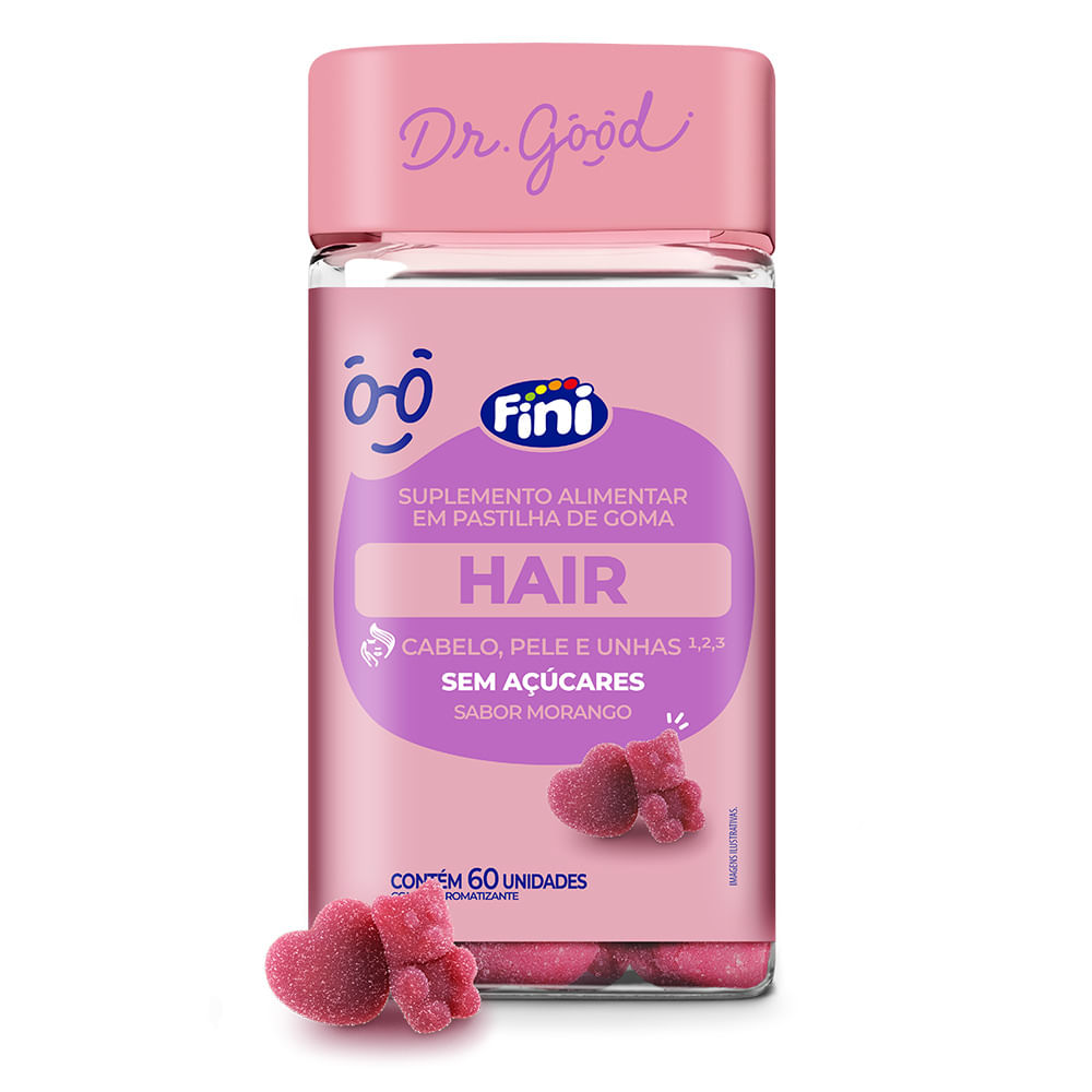 Suplemento Alimentar Fini Dr.Good Hair Morango 60 Gomas