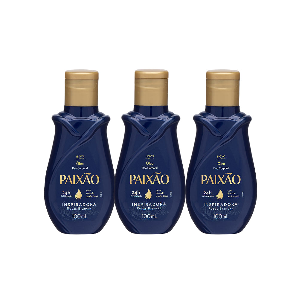 Kit Paixão Óleo Corporal Inspiradora Rosas Brancas 100ml 3 Unidades