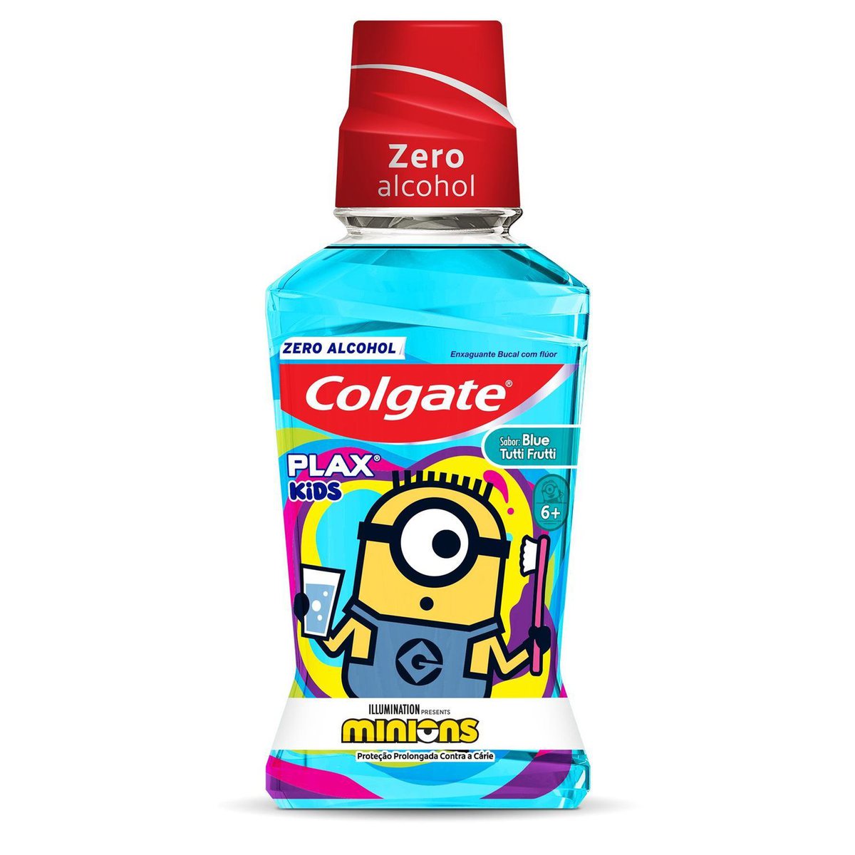 Enxaguante Bucal Infantil Colgate Plax Kids Minions Com Flúor Zero Álcool +6 anos Sabor Tutti Frutti 250ml