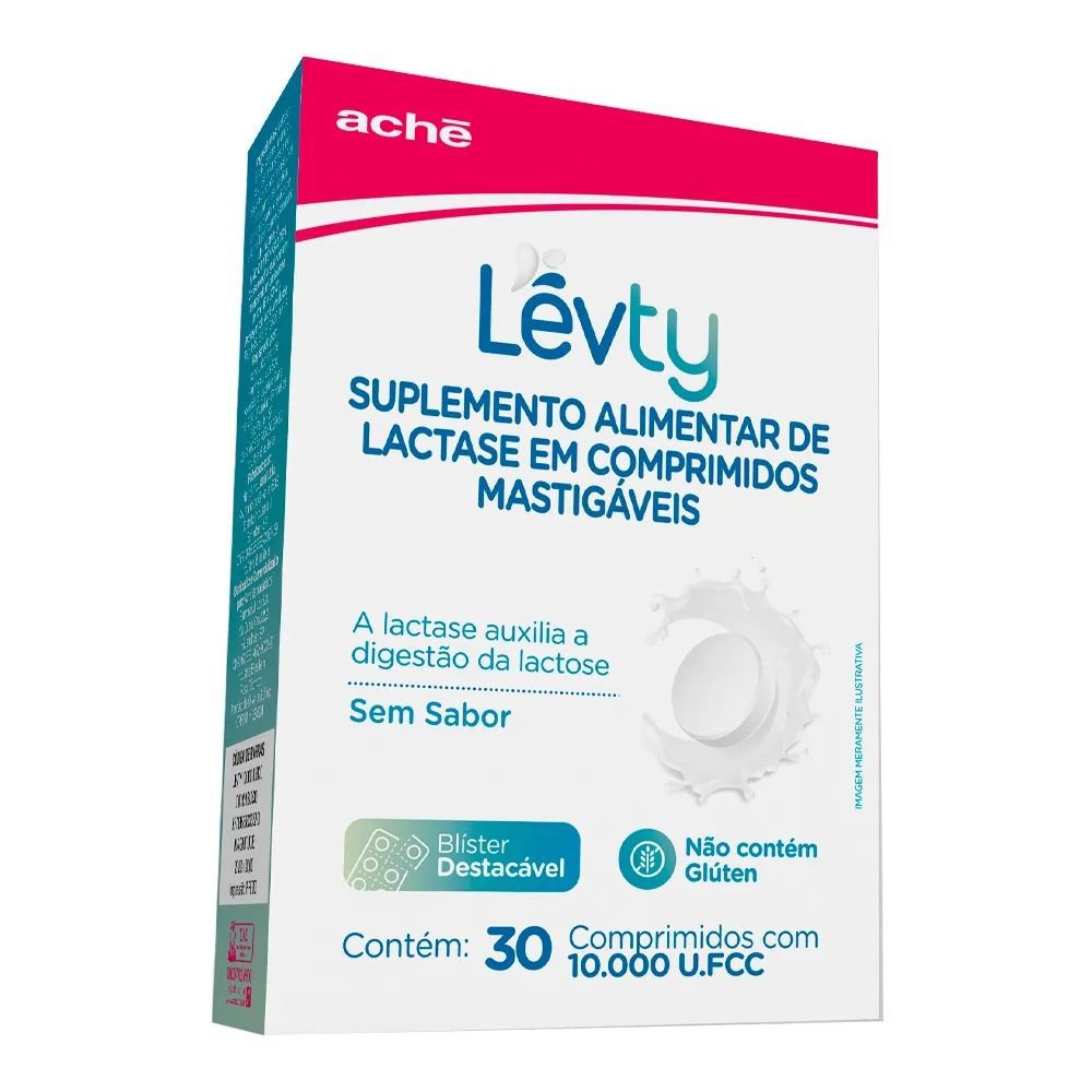 Suplemento Alimentar Lévty 10000U.FCC Sem Sabor 30 Comprimidos Mastigáveis